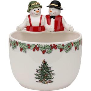 image:imageSpode Christmas Tree 9Inch Candy Bowl  Mr amp Mrs Snowman Decorative Earthenware Bowl for Serving Candy Nuts Holiday Treats  Festive Tableware amp Charming Holiday Decor  Dishwasher Safe