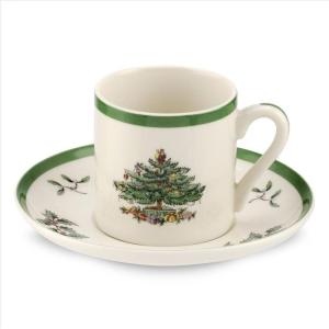 image:imageSpode Christmas Tree Espresso Cup amp Saucer Set Set of 4  Festive 3 Ounce Coffee Mugs with Saucers Fine Earthenware for Espresso Holiday Gift amp Christmas Dcor  Dishwasher amp Microwave Safe