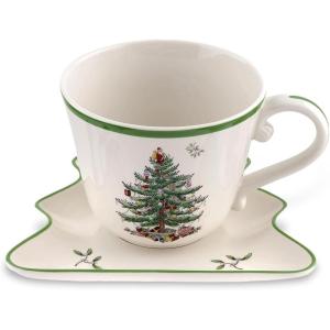 image:imageSpode Christmas Tree Jumbo Cup with TreeShaped Saucer  18 Ounce Earthenware Mug for Coffee Tea Hot Chocolate Festive Drinks  Charming Holiday Dcor amp Festive Christmas DesignTree