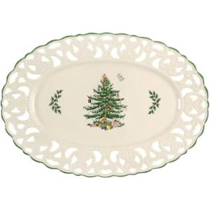 image:imageSpode Christmas Tree Oval Pierced Dish 14 x 95  Festive Earthenware Serveware Dishwasher Safe Ideal for Christmas Dinner Holiday Entertaining Seasonal Celebrations WinterThemed Tableware