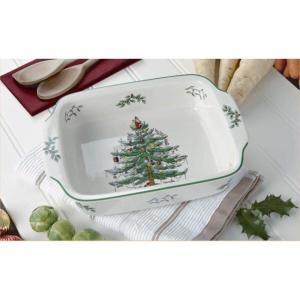 image:imageSpode Christmas Tree Rectangular Handled Dish 9 x 12 Baking amp Seasonal Platters  Earthenware Microwave amp Dishwasher Safe  Festive Tableware for Holiday Entertaining amp Christmas Dining