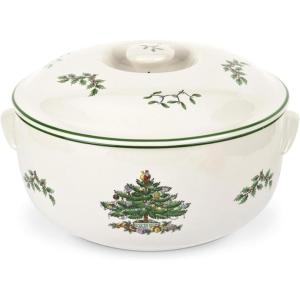 image:imageSpode Christmas Tree Round Covered Deep Casserole Dish 875 x 5  Festive Holiday Serveware amp Vintage Christmas Table Centerpiece  Fine Earthenware Classic Holiday Bakeware