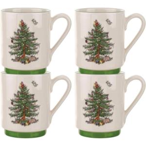 image:imageSpode Christmas Tree Stackable Coffee Mug Set of 2  Festive 12oz Tea Cups for Hot Cocoa Coffee amp Milk Dishwasher Safe Holiday Drinkware Christmas Tableware amp Gift Idea12Ounce Pack of 2