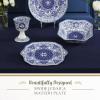 image:imageSpode Judaica 925 Serving Dish Fine Porcelain Square Dish  Designed Inspired by Historic 1880s Manuscript amp Tile Motif Design in Blue amp White  Dishwasher Microwave Freezer amp Warm Oven SafeMatzoh