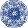 image:imageSpode Judaica 925 Serving Dish Fine Porcelain Square Dish  Designed Inspired by Historic 1880s Manuscript amp Tile Motif Design in Blue amp White  Dishwasher Microwave Freezer amp Warm Oven SafeMazal Tov