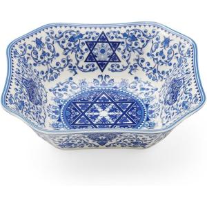 image:imageSpode Judaica 925 Serving Dish Fine Porcelain Square Dish  Designed Inspired by Historic 1880s Manuscript amp Tile Motif Design in Blue amp White  Dishwasher Microwave Freezer amp Warm Oven SafeServing Dish