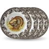 image:imageSpode Woodland Turkey Set of 4 Salad Plates 8 Fine Earthenware Made in England Game Bird Design with British Flowers Border for Thanksgiving  Microwave Dishwasher Warm Oven Safe08 H x 8 L x 8 W