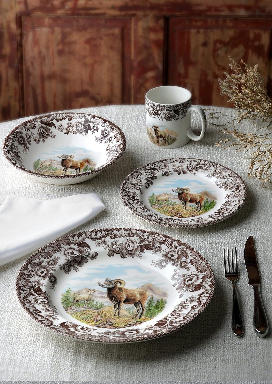 image:imageSpode Woodland Dinner Plate Bighorn Sheep  105 Inch  Hunting Cabin Lodge and Cottage Dcor  Made in England from Fine Earthenware  Microwave and Dishwasher Safe