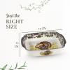 image:imageSpode Woodland 15x12 Rectangular Handled Dish  Traditional Turkey Design British Flowers Border Fine Porcelain Bakeware for Lasagne amp Bakes Dishwasher Microwave Freezer amp Oven Safe