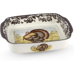 image:imageSpode Woodland 15x12 Rectangular Handled Dish  Traditional Turkey Design British Flowers Border Fine Porcelain Bakeware for Lasagne amp Bakes Dishwasher Microwave Freezer amp Oven Safe