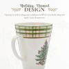image:imageSpode Christmas Tree 14oz Mug Porcelain Holiday Mug with Black amp White Check Rim  Ribbon amp Holly Border Seasonal Drinkware for Coffee or Tea  Dishwasher amp Microwave Safe  Gift for Coffee LoverTartan