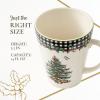 image:imageSpode Christmas Tree 14oz Mug Porcelain Holiday Mug with Black amp White Check Rim  Ribbon amp Holly Border Seasonal Drinkware for Coffee or Tea  Dishwasher amp Microwave Safe  Gift for Coffee LoverCheckered