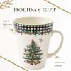 image:imageSpode Christmas Tree 14oz Mug Porcelain Holiday Mug with Black amp White Check Rim  Ribbon amp Holly Border Seasonal Drinkware for Coffee or Tea  Dishwasher amp Microwave Safe  Gift for Coffee LoverCheckered
