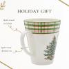 image:imageSpode Christmas Tree 14oz Mug Porcelain Holiday Mug with Black amp White Check Rim  Ribbon amp Holly Border Seasonal Drinkware for Coffee or Tea  Dishwasher amp Microwave Safe  Gift for Coffee LoverTartan