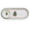 image:imageSpode Christmas Tree 2Piece Polka Dot Chip and Dip Serving Set  13Inch Oval Plate with Dip Bowl  Festive Christmas Serveware Durable Porcelain Dishwasher Microwave Freezer Safe