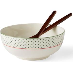image:imageSpode Christmas Tree 10 Serving amp Wooden Servers Polka Dot  Ceramic Serving amp Party Dish for Holiday Celebrations  Salad amp Soup Dish for Dining  Christmas Table Setting
