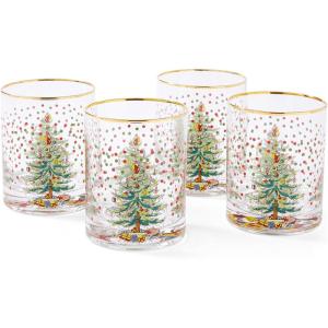 image:imageSpode Christmas Tree 14 Fl Oz Double Old Fashion Glass Set of 4 Polka Dot  Whiskey amp Bourbon Glasses for Festive Entertaining OldFashioned amp Rocks Glasses for Holiday Drinks4 H x 31 L x 31 W