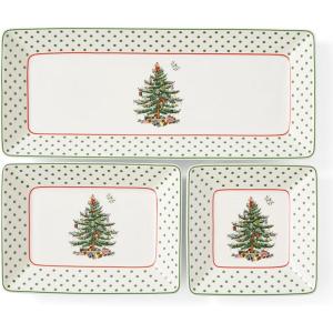 image:imageSpode Christmas Tree 3Piece Dessert Trays Polka Dot  Holiday Dinnerware amp Decorative Nesting Trays Holiday Winter Serving for All Parties amp Occasions  for Snacks Appetizers Cookies
