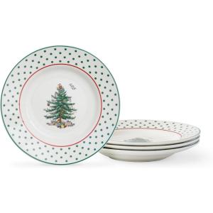image:imageSpode Christmas Tree 6 Polka Dot Tidbit Plates Set of 4  Round Appetizer Plates with Festive Polka Dot Border  Dishwasher Microwave amp Freezer Safe Porcelain for Holiday Entertaining08 H x 6 L x 6 W