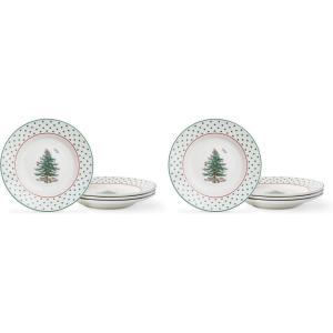 image:imageSpode Christmas Tree 6 Polka Dot Tidbit Plates Set of 4  Round Appetizer Plates with Festive Polka Dot Border  Dishwasher Microwave amp Freezer Safe Porcelain for Holiday Entertaining08 H x 6 L x 6 W Pack of 2