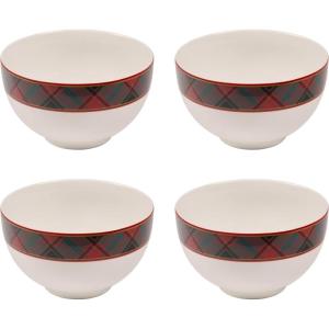 image:imageSpode Christmas Tree 6inch Rice Bowl  Set of 4 Ceramic Bowls for Soup Stews and Sticky Rice Dishwasher and Microwave Safe Festive Holiday Dinnerware with Nostalgic Design and Playful Polka DotsTartan