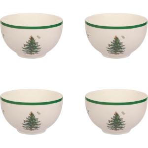image:imageSpode Christmas Tree 6inch Rice Bowl  Set of 4 Ceramic Bowls for Soup Stews and Sticky Rice Dishwasher and Microwave Safe Festive Holiday Dinnerware with Nostalgic Design and Playful Polka DotsClassic