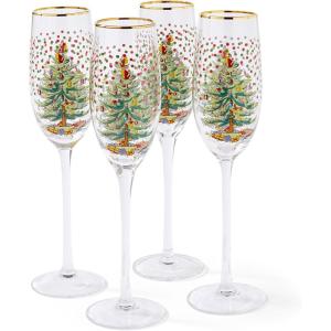 image:imageSpode Christmas Tree 845 Fl Oz Footed Champagne Flute Set of 4 Polka Dot  Sparkling Wine Glasses for Holiday Celebrations  For Wedding Toasting Flutes amp Prosecco Glasses1025 H x 275 L x 275 W