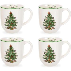 image:imageSpode Christmas Tree Cafe Mug Set of 4  14 Oz Ceramic Holiday Coffee Mugs for Tea Hot Chocolate Lattes  Festive Design with Santa and Christmas Tree Motif  Microwave amp Dishwasher Safe