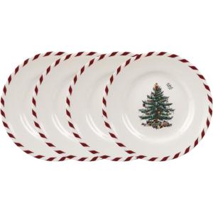 image:imageSpode Christmas Tree Canape Plates  Set of 4  Peppermint Design Holiday Appetizer Plate  Christmas Serving amp Festive Dish  Seasonal Decorative Plate Holiday Tableware06 H x 65 L x 65 W