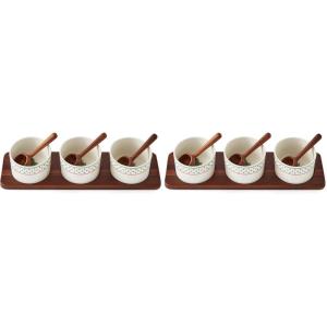 image:imageSpode Christmas Tree Condiment Set  7 Piece Holiday Serveware Set  Ceramic Dip Bowls Spoons Serving Tray Included  Appetizers Sauces and Snacks  Polka Dot Festive Entertaining4 H x 15 L x 425 W Pack of 2
