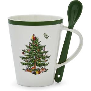 image:imageSpode Christmas Tree Mug amp Spoon Set 14 Oz Porcelain Mug for Coffee Tea Milk Hot Cocoa  Festive Gift Box  Dishwasher amp Microwave Safe  Holiday Collection Design for Gifting Christmas Tree
