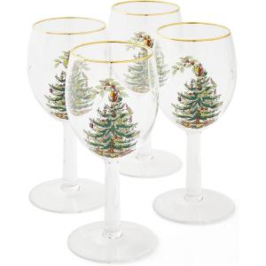 image:imageSpode Christmas Tree 13oz Wine Glasses Set of 4  Festive Holiday Drinkware with GoldRimmed Seasonal Designs Ideal for Red or White Wine at Christmas Dinners and Family Gatherings
