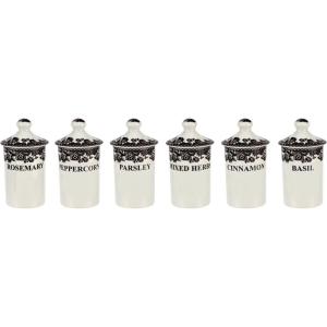 image:imageSpode Delamere Spice Jars set of 6  Beautiful and Functional Kitchen Dcor  Made from Fine Porcelain  Spice Jars  45 Inch Seasoning Storage Jars  Dishwasher Safe
