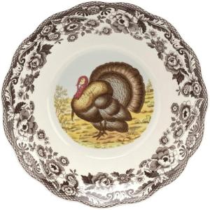 image:imageSpode Woodland Daisy Turkey Serving Bowl  10 Large Porcelain Bowl Thanksgiving Tableware Microwave amp Dishwasher Safe British Game Animal Design with Stylized Floral Border Regimental Oak Shape