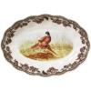 image:imageSpode British Flowers Collection 6 Oval Fluted Dish  Pheasant Illustration Rustic Serving for Appetizers Dips amp Sides with Rich Brown Border  Porcelain Dishwasher amp Oven Safe