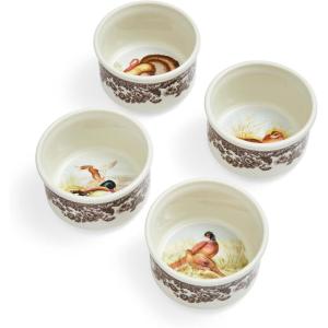 image:imageSpode Woodland 3 Ramekin  Floral Boarder Set of 4  Earthenware  Microwave and Dishwasher Safe  Made in England  Mini Serving Bowls for Snacks Dessert and Mixing Ingredients2 H x 3 L x 3 W