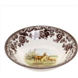 image:imageSpode Woodland Pintail Cereal Bowl  Fine Earthenware 8 Inch WildlifeInspired Dish with British Flowers Border Dishwasher Microwave Freezer amp Oven Safe  Traditional English Country ServewareMule Deer