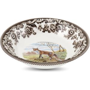 image:imageSpode Woodland Pintail Cereal Bowl  Fine Earthenware 8 Inch WildlifeInspired Dish with British Flowers Border Dishwasher Microwave Freezer amp Oven Safe  Traditional English Country ServewareRed Fox