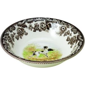 image:imageSpode Woodland Pintail Cereal Bowl  Fine Earthenware 8 Inch WildlifeInspired Dish with British Flowers Border Dishwasher Microwave Freezer amp Oven Safe  Traditional English Country ServewareFlat Coated Pointer