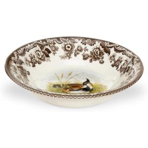 image:imageSpode Woodland Pintail Cereal Bowl  Fine Earthenware 8 Inch WildlifeInspired Dish with British Flowers Border Dishwasher Microwave Freezer amp Oven Safe  Traditional English Country ServewareLapwing