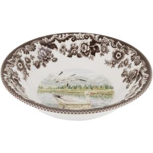 image:imageSpode Woodland Pintail Cereal Bowl  Fine Earthenware 8 Inch WildlifeInspired Dish with British Flowers Border Dishwasher Microwave Freezer amp Oven Safe  Traditional English Country ServewareSnow Goose