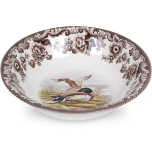 image:imageSpode Woodland Pintail Cereal Bowl  Fine Earthenware 8 Inch WildlifeInspired Dish with British Flowers Border Dishwasher Microwave Freezer amp Oven Safe  Traditional English Country ServewareMallard