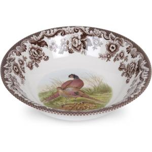 image:imageSpode Woodland Pintail Cereal Bowl  Fine Earthenware 8 Inch WildlifeInspired Dish with British Flowers Border Dishwasher Microwave Freezer amp Oven Safe  Traditional English Country ServewarePheasant