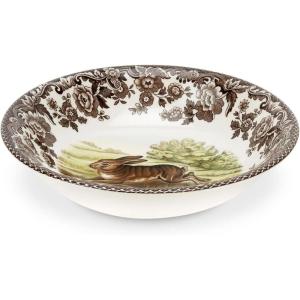 image:imageSpode Woodland Pintail Cereal Bowl  Fine Earthenware 8 Inch WildlifeInspired Dish with British Flowers Border Dishwasher Microwave Freezer amp Oven Safe  Traditional English Country ServewareRabbit
