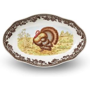 image:imageSpode Woodland Turkey Pickle Dish  85 Inch Porcelain Serving Dish for Pickles Olives amp Appetizers  Microwave Oven Freezer amp Dishwasher Safe Rustic Thanksgiving Serveware