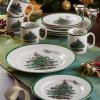 image:imageSpode Christmas Tree 105 Dinner Plate Set of 4  Festive Holiday Stoneware Plate with Christmas Tree amp Green Borders Microwave Dishwasher Freezer Oven Safe  Holiday Tableware