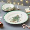 image:imageSpode Christmas Tree 105 Dinner Plate Set of 4  Festive Holiday Stoneware Plate with Christmas Tree amp Green Borders Microwave Dishwasher Freezer Oven Safe  Holiday Tableware