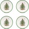 image:imageSpode Christmas Tree 105 Dinner Plate Set of 4  Festive Holiday Stoneware Plate with Christmas Tree amp Green Borders Microwave Dishwasher Freezer Oven Safe  Holiday Tableware