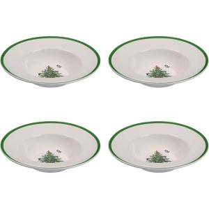 image:imageSpode Christmas Tree Pasta Bowl  Set of 4 Rimmed Plate for Serving Salad Spaghetti amp Soup 10Inch Made of Porcelain Dishwasher Microwave amp Freezer Safe Dinnerware Set