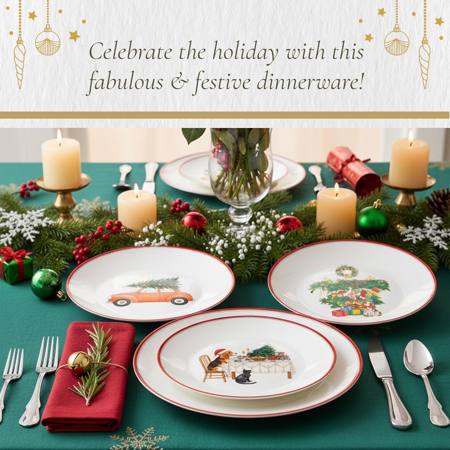 image:imageSpode Kit Kemp Doodles Christmas Cake Plates Set of 4  Whimsical Festive Illustrations with Cheeky Taglines Decorative Holiday Dessert amp Party Plates Fine China 6 Seasonal Tableware